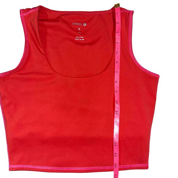 Stance Happenings Red Pink Scoop Neck Crop Top Size Medium - Picture 9 of 9